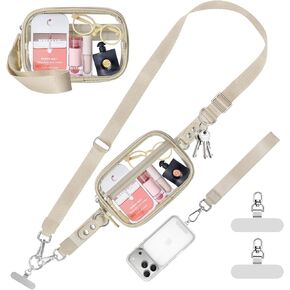 حزام Clip and Go للهاتف مع المحفظة، حبل للهاتف حول الجسم، حقيبة شفافة قابلة للتعديل والفصل مع حقيبة بسحاب لأحداث الاستاد والحفلات الموسيقية in Kuwait
