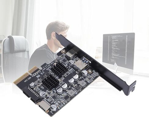 بطاقة توسيع PCIe إلى USB3.2، محول PCIe3.0 USB3.2 Gen2 بسرعة 10 جيجابت في الثانية مع منافذ USB من النوع A من النوع E، لأجهزة الكمبيوتر المكتبية 7 8 10 in Kuwait