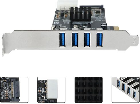 بطاقة توسيع PCIe 4 احترافية إلى أربعة منافذ USB3.0 مع ملحقات كمبيوتر فردية بسرعات 5 جيجابت في الثانية in Kuwait