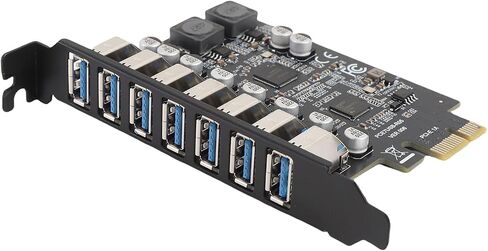 بطاقة PUSOKEI PCIE USB 3.2، بطاقة توسيع PCI Express إلى USB3.2 GEN1 ذات 7 منافذ، بطاقة توسيع USB 3.0 PCIE عالية السرعة 5 جيجابت في الثانية لنظام Wins 10 11 وLinux وOS X in Kuwait