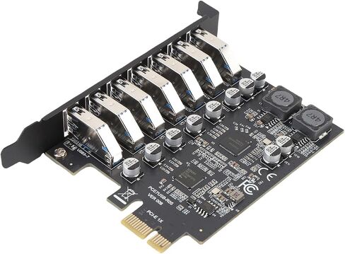 بطاقة PUSOKEI PCIE USB 3.2، بطاقة توسيع PCI Express إلى USB3.2 GEN1 ذات 7 منافذ، بطاقة توسيع USB 3.0 PCIE عالية السرعة 5 جيجابت في الثانية لنظام Wins 10 11 وLinux وOS X in Kuwait