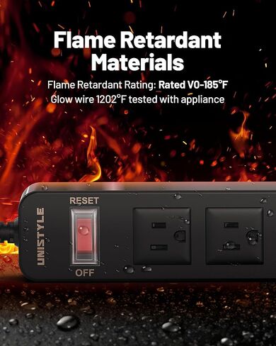 شريط طاقة مقاوم للماء خارجي بطول 65 قدمًا - مدرج في قائمة ETL، واقي من التيار المتردد المقاوم للطقس مع 6 منافذ تيار متردد، حماية 1700J، سلك تمديد مقاوم للماء IPX4 لأضواء عيد الميلاد، والتخييم، وحمام السباحة، أسود in Kuwait