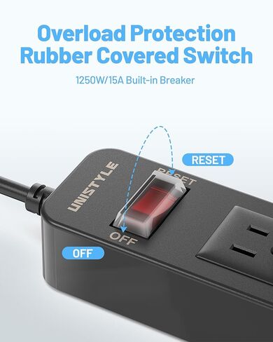 شريط طاقة مقاوم للماء خارجي بطول 65 قدمًا - مدرج في قائمة ETL، واقي من التيار المتردد المقاوم للطقس مع 6 منافذ تيار متردد، حماية 1700J، سلك تمديد مقاوم للماء IPX4 لأضواء عيد الميلاد، والتخييم، وحمام السباحة، أسود in Kuwait