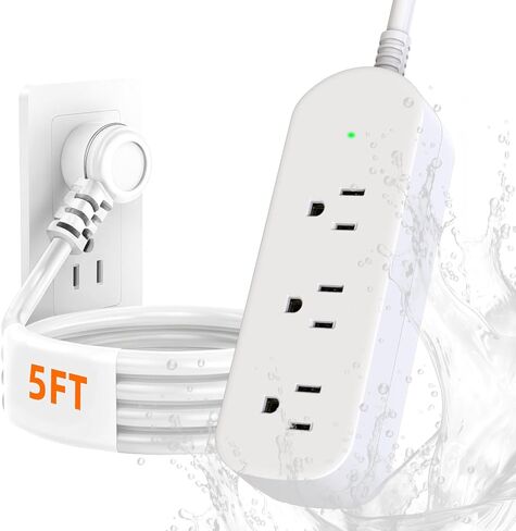 Surge Protector Power Strip, KPQ IPX6 Grade Waterproof Outdoor/Indoor Power Strip Weatherproof with 3 AC Outlets, 5FT Extension Cord, Wall Mountable for Home, Office, Camping in Saudi Arabia