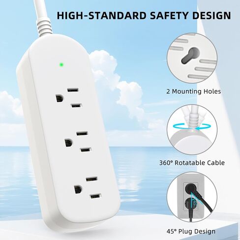Surge Protector Power Strip, KPQ IPX6 Grade Waterproof Outdoor/Indoor Power Strip Weatherproof with 3 AC Outlets, 5FT Extension Cord, Wall Mountable for Home, Office, Camping in Saudi Arabia