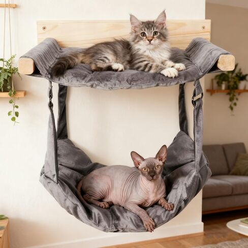 JSPYFITS Cat Cage Hammock with Ball,Double Layer Hanging Adjustable Soft Pet Bed Suit for Kitten Ferret Puppy Rabbit or Small Pets, 2 Level Indoor Pet Bad for All Season(Ethnic Style) in Kuwait