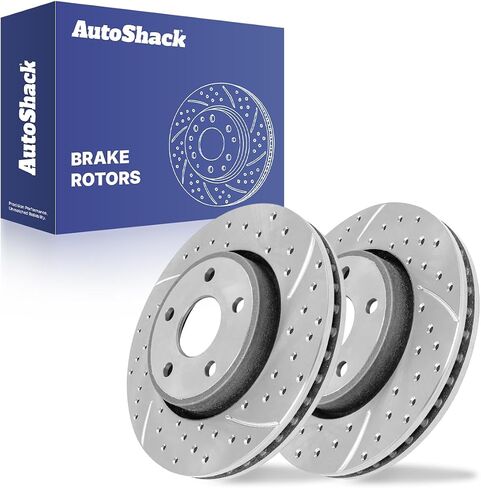 AutoShack Front Drilled Slotted Brake Rotors Silver 350mm Diameter Pair Driver Passenger Side Replacement for 2011-2021 Jeep Grand Cherokee 2022 Grand Cherokee WK 2011-2022 Dodge Durango PR63066DSZPR in Saudi Arabia