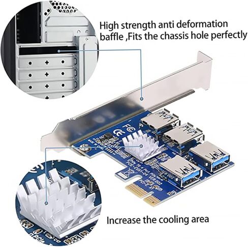 Jojofuny Pci- محول منفذ USB Hub إمداد الكمبيوتر سهل الاستخدام محول تمديد Pci Express احترافي وعملي in Kuwait