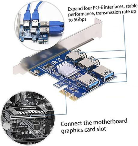 Jojofuny Pci- محول منفذ USB Hub إمداد الكمبيوتر سهل الاستخدام محول تمديد Pci Express احترافي وعملي in Kuwait