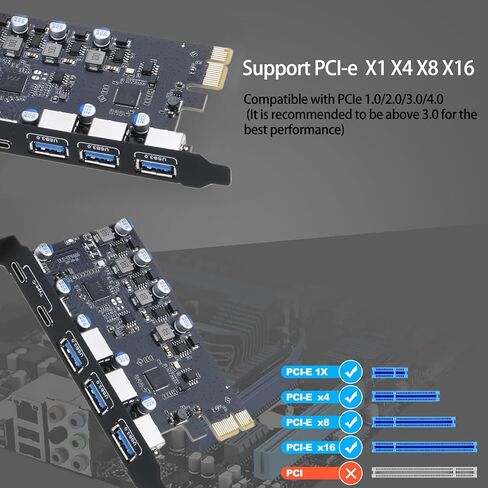 10Gbps USB 3.0 PCIE Card Hub USB 3. بطاقة توسيع وحدات التحكم في اللوحة USB3. محول لتوسيع نطاق الكمبيوتر المكتبي على نطاق واسع in Kuwait