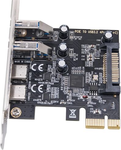 بطاقة توسيع PCIE 1X إلى USB عالية السرعة 3.2 Gen1 Type C وبطاقة ناهضات الواجهات لرأس اللوحة الأمامية للكمبيوتر المكتبي من النوع C in Kuwait