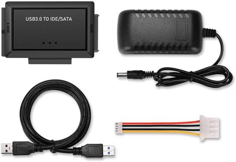 محول IDE إلى USB 3.0، محول USB C إلى SATA/IDE لمحرك الأقراص الصلبة SSD مقاس 2.5/3.5 بوصة، مع مصدر طاقة، محول USB إلى SATA IDE لاستعادة بيانات الكمبيوتر المحمول/الكمبيوتر الشخصي ونقلها (01) in Kuwait