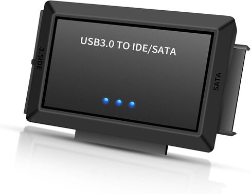 محول IDE إلى USB 3.0، محول USB C إلى SATA/IDE لمحرك الأقراص الصلبة SSD مقاس 2.5/3.5 بوصة، مع مصدر طاقة، محول USB إلى SATA IDE لاستعادة بيانات الكمبيوتر المحمول/الكمبيوتر الشخصي ونقلها (01) in Kuwait