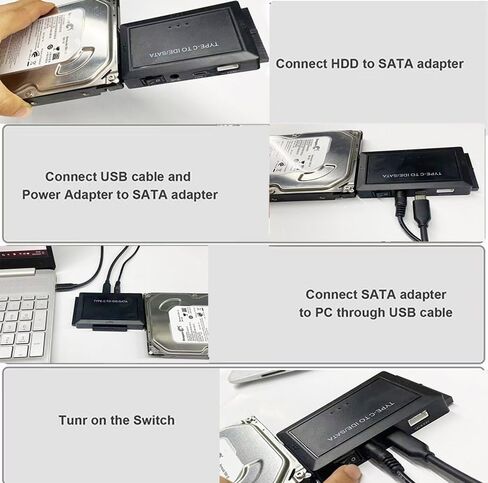 محول IDE إلى USB 3.0، محول USB C إلى SATA/IDE لمحرك الأقراص الصلبة SSD مقاس 2.5/3.5 بوصة، مع مصدر طاقة، محول USB إلى SATA IDE لاستعادة بيانات الكمبيوتر المحمول/الكمبيوتر الشخصي ونقلها (01) in Kuwait