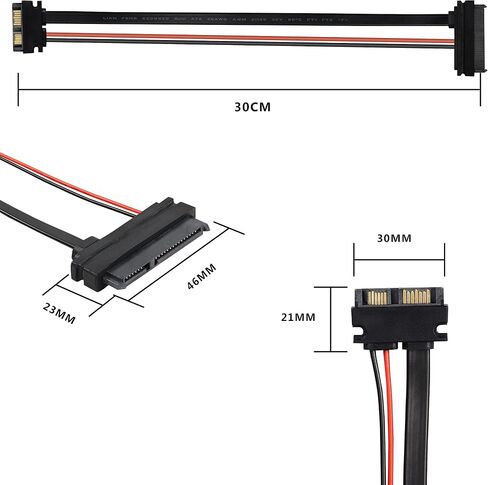 Slimline SATA 13 Male to 22 Pin Female Adapter, 2.5" HDD/SSD/Laptop CD-ROM Connector - 2PCS 30cm in Saudi Arabia