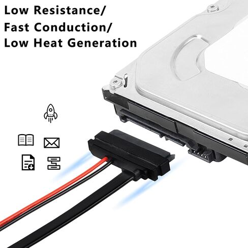 Slimline SATA 13 Male to 22 Pin Female Adapter, 2.5" HDD/SSD/Laptop CD-ROM Connector - 2PCS 30cm in Saudi Arabia