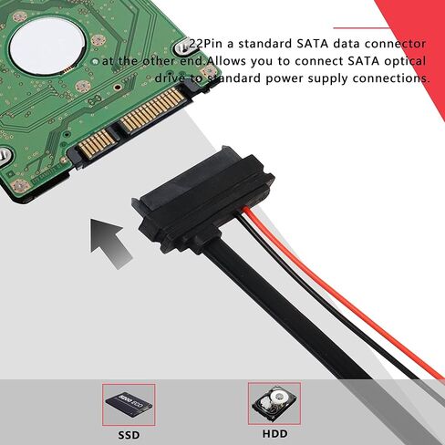 Slimline SATA 13 Male to 22 Pin Female Adapter, 2.5" HDD/SSD/Laptop CD-ROM Connector - 2PCS 30cm in Saudi Arabia