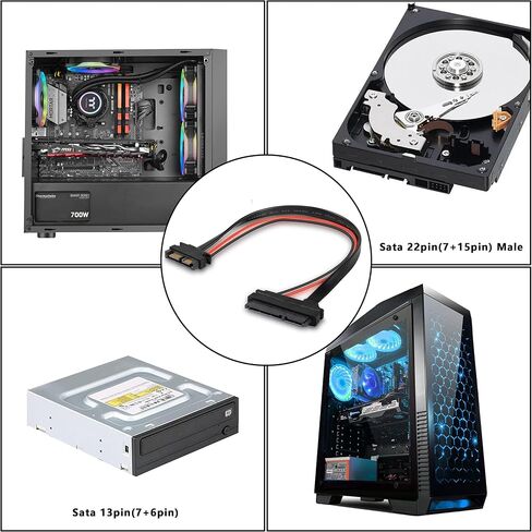 Slimline SATA 13 Male to 22 Pin Female Adapter, 2.5" HDD/SSD/Laptop CD-ROM Connector - 2PCS 30cm in Saudi Arabia