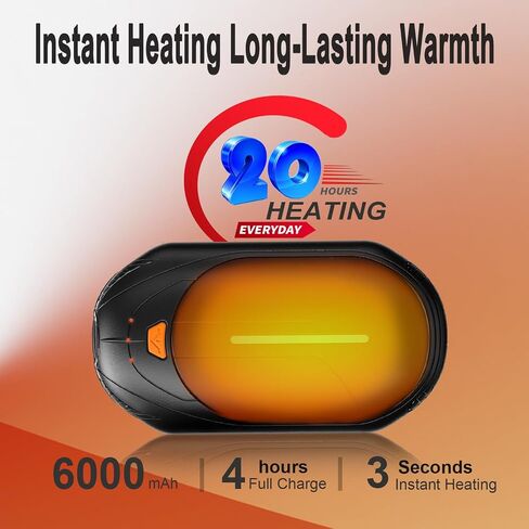 Hand Warmers Rechargeable 2 Pack,Electric Hand Warmer 6000 mAh Battery,20Hrs Long Heating Portable Pocket Size Heater,Gift for Christmas,Hunting,Skiing,Hiking,Camping in Saudi Arabia