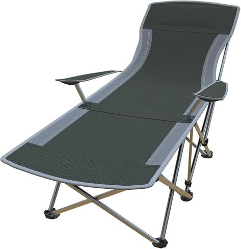 Folding Beach Chair Recliner for Adults - Heavy Duty 300lbs Camping Chair with Adjustable Backrest & Footrest, Portable Outdoor Lounge Chair for Backyard, Fishing, Travel in Saudi Arabia