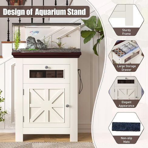 BESTTOONE 20-29 Gallon Fish Tank Stand: Aquarium Stand with Shelves for Fish Tank Accessories Storage & Potted Plant Stand 2 Tier Wood Heavy Duty Metal Frame Turtle | Reptile Terrarium Stand Rustic in Saudi Arabia