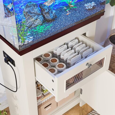 BESTTOONE 20-29 Gallon Fish Tank Stand: Aquarium Stand with Shelves for Fish Tank Accessories Storage & Potted Plant Stand 2 Tier Wood Heavy Duty Metal Frame Turtle | Reptile Terrarium Stand Rustic in Saudi Arabia