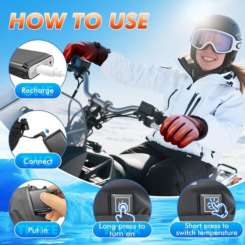 قفازات ساخنة للرجال والنساء، قفازات تسخين قابلة لإعادة الشحن 7.4 فولت 8000 مللي أمبير في الساعة، قفازات كهربائية مقاومة للماء وشاشة تعمل باللمس للدراجات النارية، والصيد، والتزلج، والمشي لمسافات طويلة، والعمل في الهواء الطلق in Kuwait