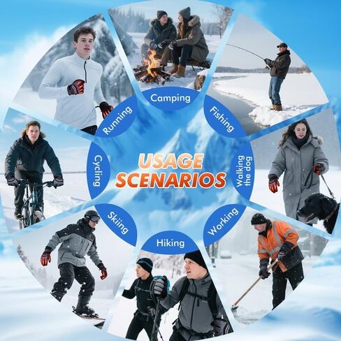 قفازات ساخنة للرجال والنساء، قفازات تسخين قابلة لإعادة الشحن 7.4 فولت 8000 مللي أمبير في الساعة، قفازات كهربائية مقاومة للماء وشاشة تعمل باللمس للدراجات النارية، والصيد، والتزلج، والمشي لمسافات طويلة، والعمل في الهواء الطلق in Kuwait