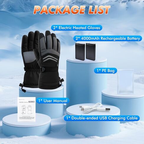 قفازات ساخنة للرجال والنساء، قفازات تسخين قابلة لإعادة الشحن 7.4 فولت 8000 مللي أمبير في الساعة، قفازات كهربائية مقاومة للماء وشاشة تعمل باللمس للدراجات النارية، والصيد، والتزلج، والمشي لمسافات طويلة، والعمل في الهواء الطلق in Kuwait
