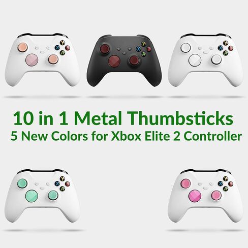 10 في 1 أعواد إبهام معدنية بديلة + ملحقات لجهاز Xbox Elite Controller Series 2 Core - حزمة المكونات، 5 ألوان (أخضر معكرون، أرجواني وردي، وردي ناعم، أبيض نقي، أحمر بني) (وردي أرجواني) in Kuwait