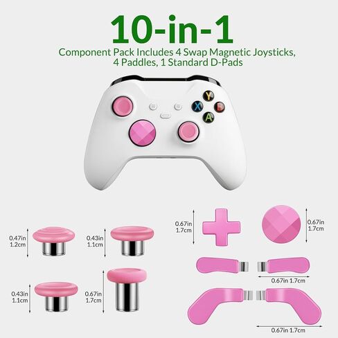 10 في 1 أعواد إبهام معدنية بديلة + ملحقات لجهاز Xbox Elite Controller Series 2 Core - حزمة المكونات، 5 ألوان (أخضر معكرون، أرجواني وردي، وردي ناعم، أبيض نقي، أحمر بني) (وردي أرجواني) in Kuwait