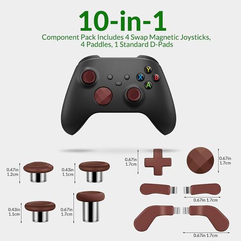 10 in 1 Metal Replacement Thumbsticks + Accessories for Xbox Elite Controller Series 2 Core – Component Pack, 5 Colors (Macaron Green, Magenta Pink, Soft Pink, Pure White, Red Brown) (Magenta Pink) in Saudi Arabia