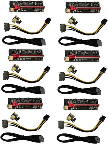 6 مجموعات من Housoutil دبوس Pci-e Gpu Riser محول بطاقة موسع لجهاز التعدين مزود طاقة ثابت مشبك ثابت لملاءمة آمنة in Saudi Arabia