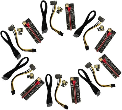 6 مجموعات من بطاقة محول Pci-e إلى Extender Riser مع USB عالي السرعة لنقل البيانات، تصميم بإبزيم ثابت لاتصال Gpu المستقر، مجموعة شرائح احترافية لتحسين الأداء in Kuwait