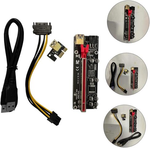 6 مجموعات من بطاقة محول Pci-e إلى Extender Riser مع USB عالي السرعة لنقل البيانات، تصميم بإبزيم ثابت لاتصال Gpu المستقر، مجموعة شرائح احترافية لتحسين الأداء in Kuwait