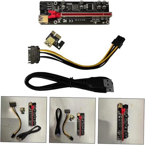 6 مجموعات من بطاقة محول Pci-e إلى Extender Riser مع USB عالي السرعة لنقل البيانات، تصميم بإبزيم ثابت لاتصال Gpu المستقر، مجموعة شرائح احترافية لتحسين الأداء in Kuwait