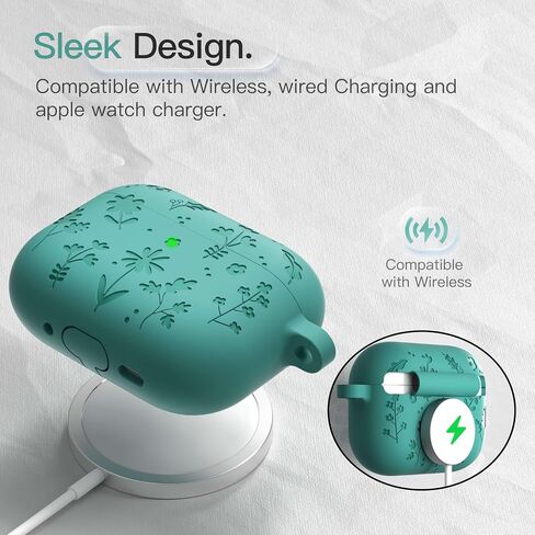 حافظة لجهاز AirPods Pro 3 (2025) غطاء حماية من السيليكون الناعم المقاوم للصدمات منقوش عليه زهور DamonLight مع قلم تنظيف وسلسلة مفاتيح زهرية لجهاز Apple Airpods Pro الجيل الثالث (وردي) in Kuwait