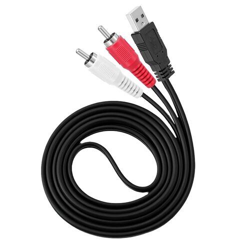 USB to RCA Adapter, 59 Inch USB Male to 2 RCA Male Audio Cable Converter Left Right Audio Channel Cable for Most DVD Player Power Amplifier Laptop PC Television AV Adapter Cord in Kuwait