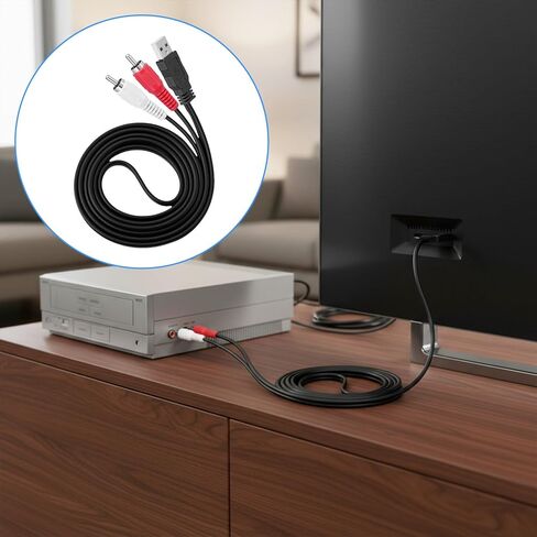 USB to RCA Adapter, 59 Inch USB Male to 2 RCA Male Audio Cable Converter Left Right Audio Channel Cable for Most DVD Player Power Amplifier Laptop PC Television AV Adapter Cord in Kuwait