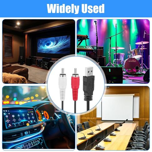 USB to RCA Adapter, 59 Inch USB Male to 2 RCA Male Audio Cable Converter Left Right Audio Channel Cable for Most DVD Player Power Amplifier Laptop PC Television AV Adapter Cord in Kuwait