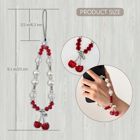 حزام حبل رائع للهاتف على شكل فراشة الكرز للحقائب، حزام معصم ديكور لطيف وأنيق لأجهزة Airpods والكاميرات وحافظة الهاتف in Kuwait