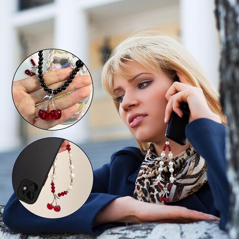 حزام حبل رائع للهاتف على شكل فراشة الكرز للحقائب، حزام معصم ديكور لطيف وأنيق لأجهزة Airpods والكاميرات وحافظة الهاتف in Kuwait