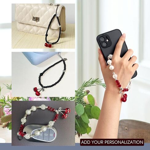 حزام حبل رائع للهاتف على شكل فراشة الكرز للحقائب، حزام معصم ديكور لطيف وأنيق لأجهزة Airpods والكاميرات وحافظة الهاتف in Kuwait