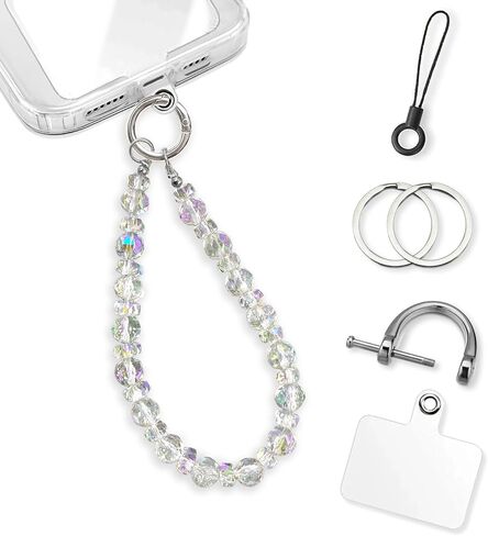 Phone Charm Strap, Stylish Crystal Beaded Lanyard with Tether Tab &Metal Buckle for Cellphone, Wrist Keychain for Car Keys with D Ring for Women. in Kuwait