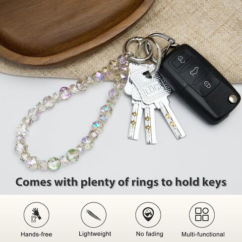 Phone Charm Strap, Stylish Crystal Beaded Lanyard with Tether Tab &Metal Buckle for Cellphone, Wrist Keychain for Car Keys with D Ring for Women. in Kuwait