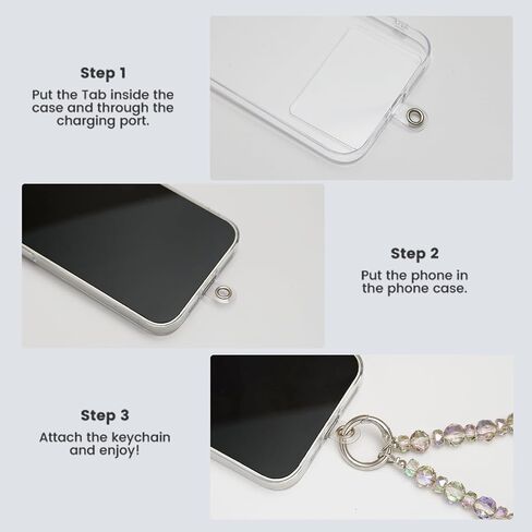 Phone Charm Strap, Stylish Crystal Beaded Lanyard with Tether Tab &Metal Buckle for Cellphone, Wrist Keychain for Car Keys with D Ring for Women. in Kuwait