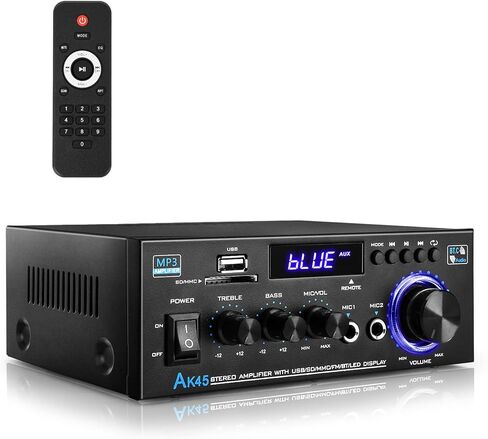 AK45 Stereo Audio Amplifier,300W Home 2 Channel Wireless Bluetooth 5.0 Power Amplifier System, Home Amplifiers FM Radio, USB, SD Card, with Remote Control Home Theater Audio Stereo System in Saudi Arabia