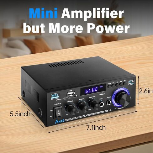 AK45 Stereo Audio Amplifier,300W Home 2 Channel Wireless Bluetooth 5.0 Power Amplifier System, Home Amplifiers FM Radio, USB, SD Card, with Remote Control Home Theater Audio Stereo System in Saudi Arabia