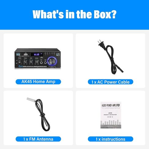 AK45 Stereo Audio Amplifier,300W Home 2 Channel Wireless Bluetooth 5.0 Power Amplifier System, Home Amplifiers FM Radio, USB, SD Card, with Remote Control Home Theater Audio Stereo System in Saudi Arabia