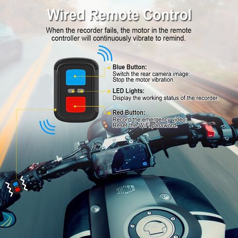 كاميرا VSYSTO WiFi للدراجات النارية Dash Cam HD 1080P أمامية وخلفية، مسجل فيديو رقمي مقاوم للماء مع أجهزة استشعار ضغط الإطارات، جهاز تحكم عن بعد بشاشة عرض إلكترونية، نظام تحديد المواقع العالمي (GPS)، مراقبة وقوف السيارات (أسود بدون شاشة) in Kuwait